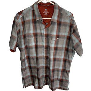 KUHL Mens Blue/Red Plaid Button Up Short Sleeve Large